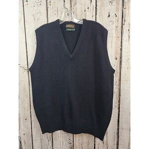 DW Zemke Inc Mens V Neck Sweater Vest 100% Lambswool Wool Solid Black Size L EUC